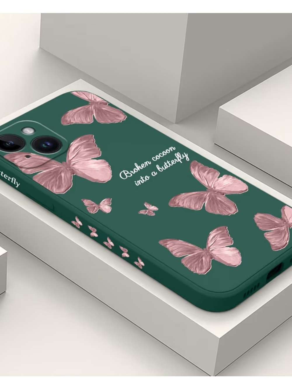 iPhone 15 Plus Case Flowers & Butterfly Forrest Green New in Box